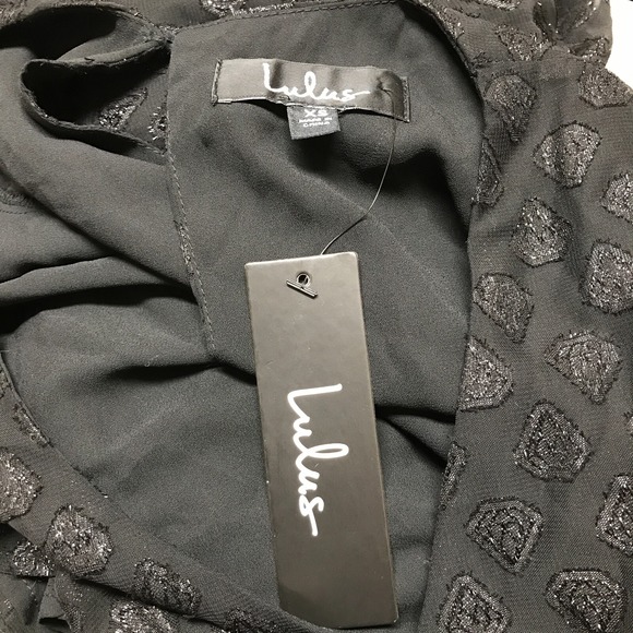 Lulus Womens XS Black Metallic Jacquard Long Sleeve Romper Surplice Neck NWT - Picture 7 of 8